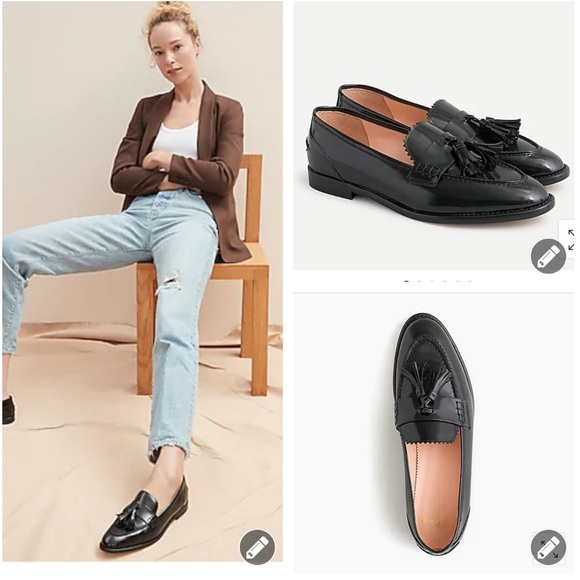 J. Crew Shoes | J. Crew Academy Black Patent Leather Tassel Loafer | Color: Black | Size: 6.5 | Mmirka's Closet